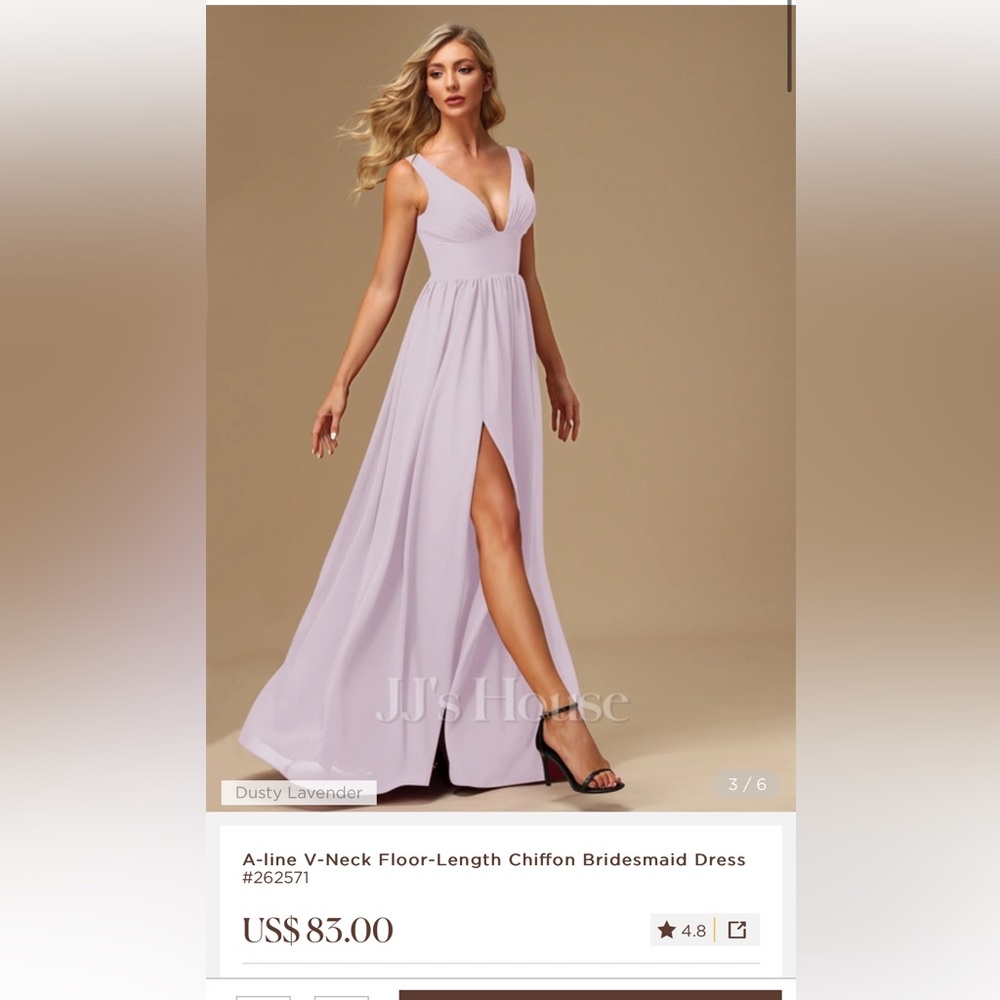 JJs House Dusty Lavender A-line Chiffon‎ Dress